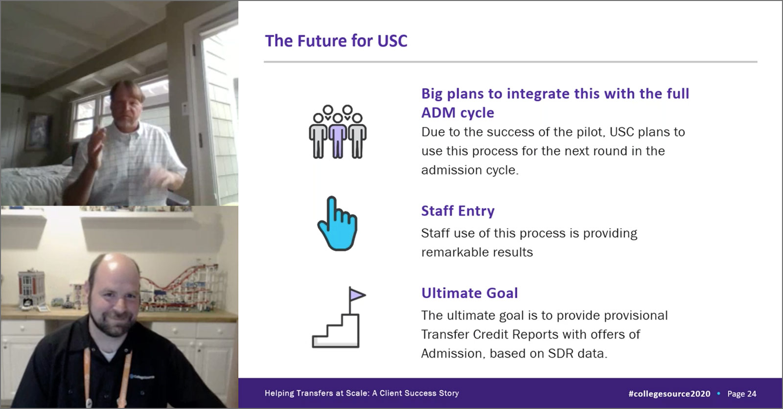 Screenshot of USC and CollegeSource Presentation at 2020 CollegeSource Virtual Conference