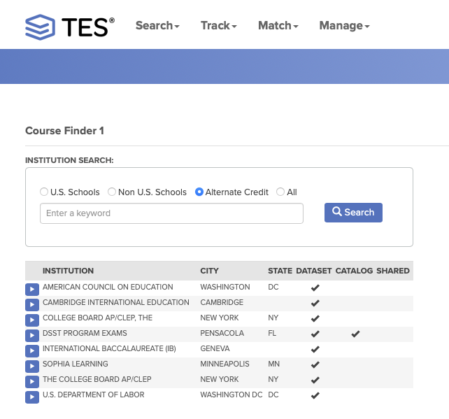 TES-Alternate-Credit-Search